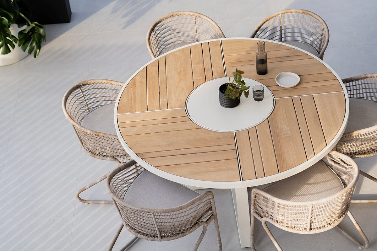 Finn Round Outdoor Dining Table - Pearl White Abide 