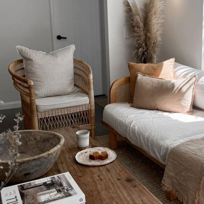 Flax Linen Cushion Cover (Fringed Edge) 