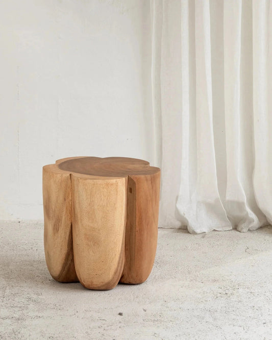 Flore Curved Stool / Side Table - Natural 