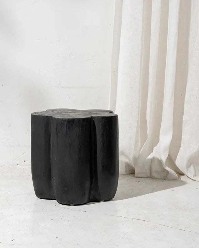 Flore Curved Stool / Side Table - Black 