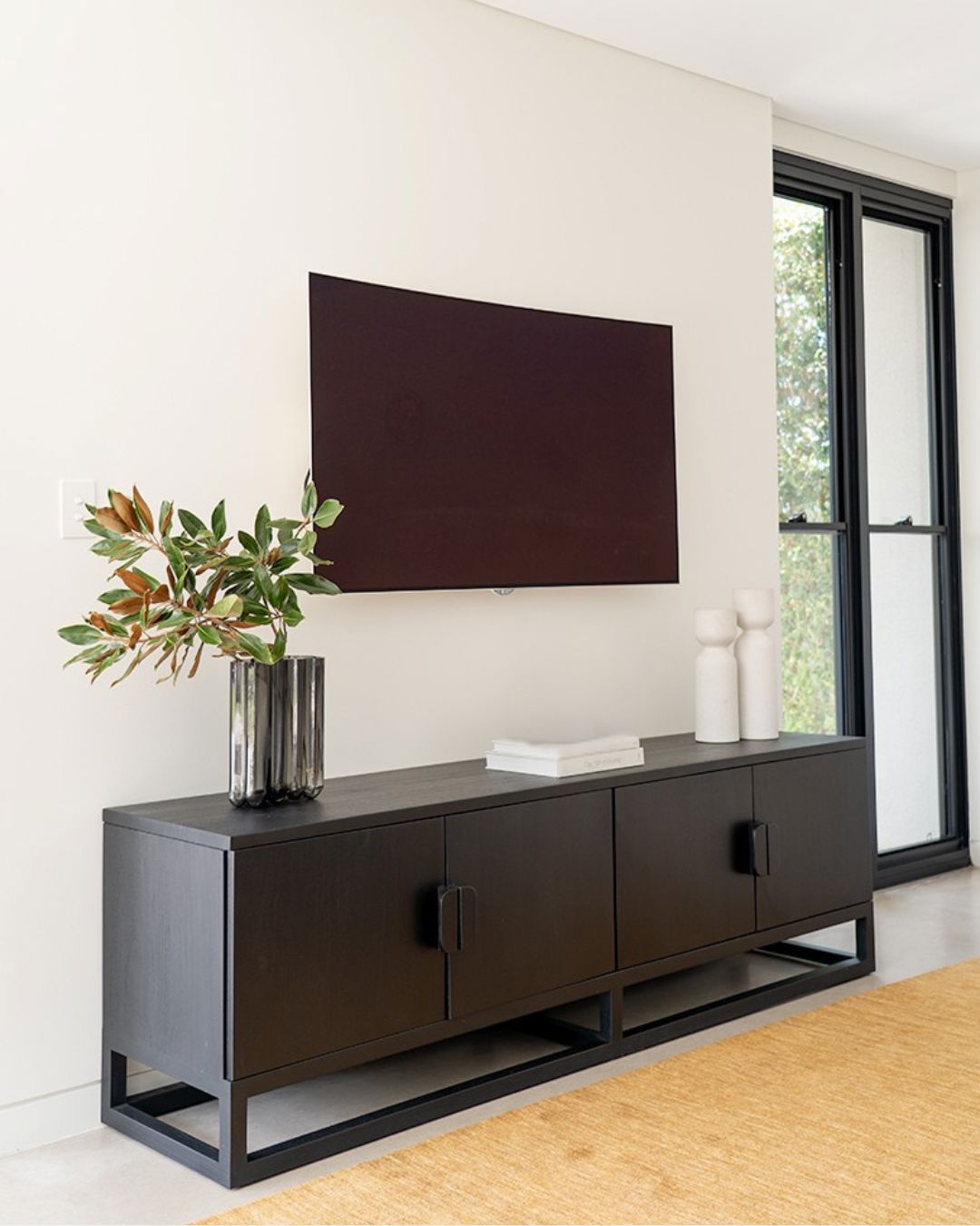 Flynn Teak Entertainment Unit - Black - 200cm & 300cm Sizes Sun Republic 