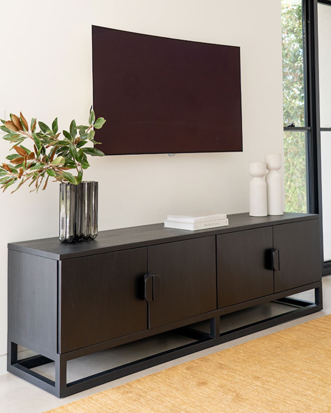 Flynn Teak Entertainment Unit - Black - 200cm & 300cm Sizes Sun Republic 