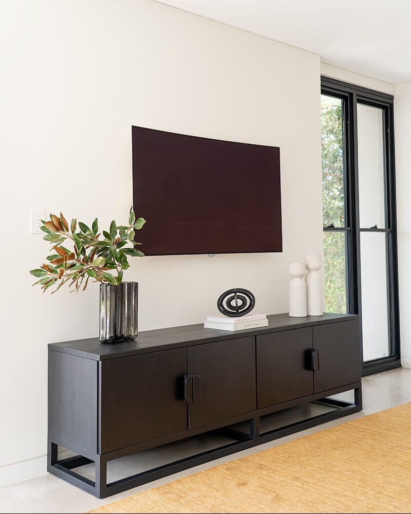 Flynn Teak Entertainment Unit - Black - 200cm & 300cm Sizes Sun Republic 