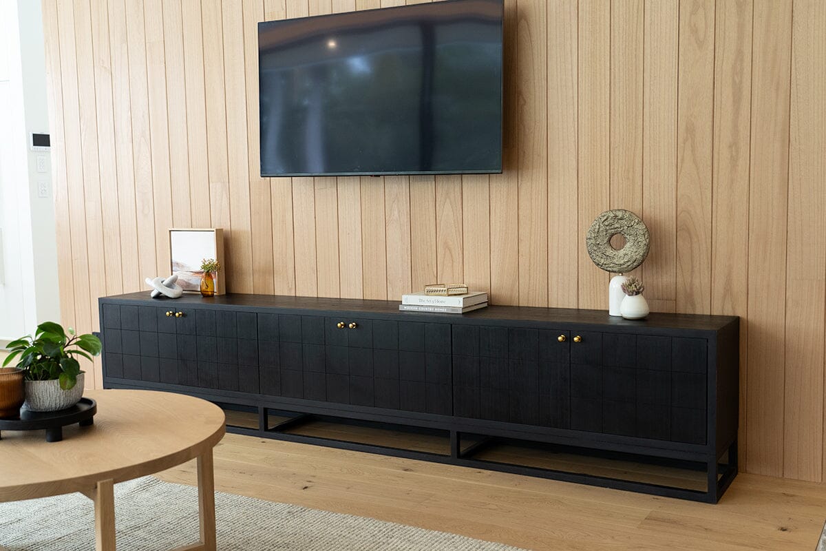 Freya Black Entertainment Unit - 300cm | 6 Door Sun Republic 