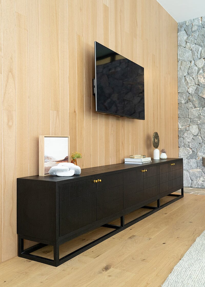 Freya Black Entertainment Unit - 300cm | 6 Door Sun Republic 