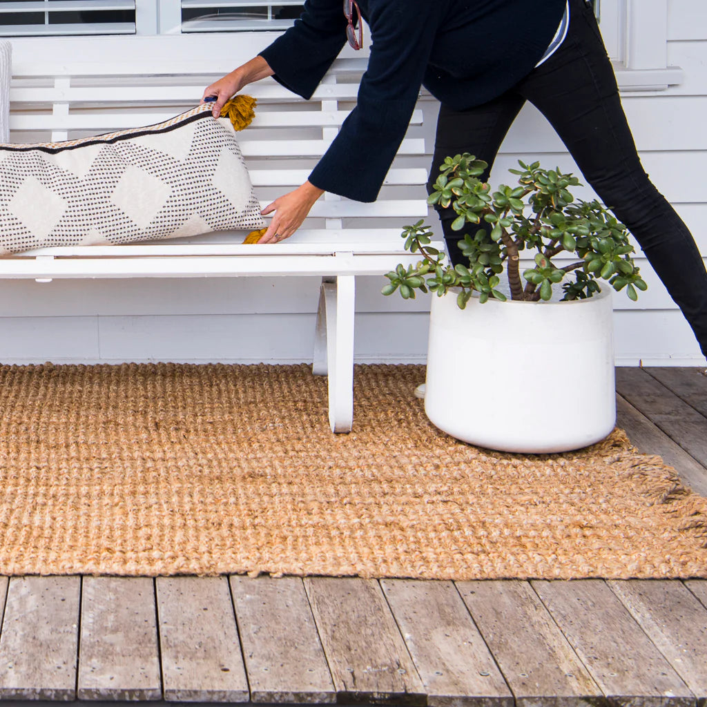 Fringed Natural Jute Floor Rugs & Runners Zebra 