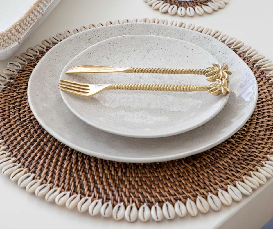 Gold Brass Palm Tree Cutlery | 20cm Knife & Fork SUN REPUBLIC 