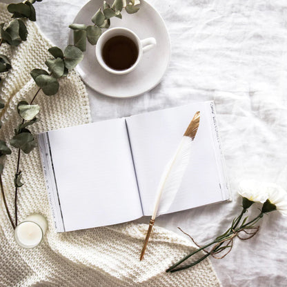 Gold Dipped White Feather Pen - Coco Sun Republic 
