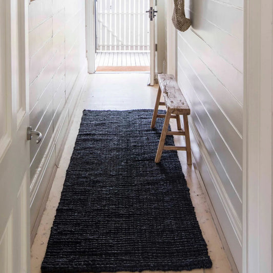 Graphite Natural Jute Floor Rugs & Runners Zebra 