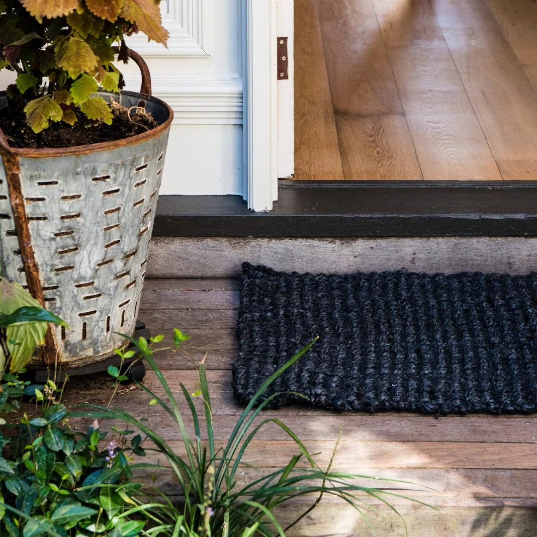 Graphite Natural Jute Floor Rugs & Runners Zebra 