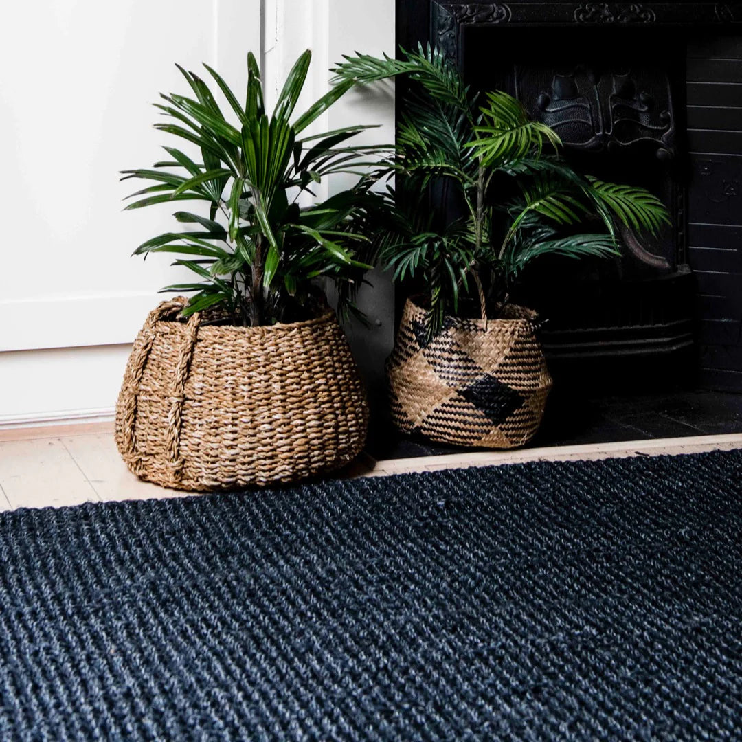 Graphite Natural Jute Floor Rugs & Runners Zebra 