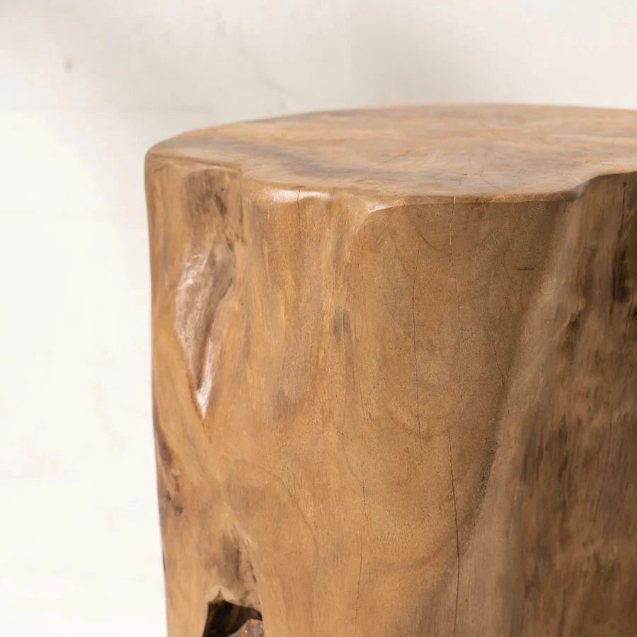 Hadi Round Teak Stump Stool/Side Table Inartisan 