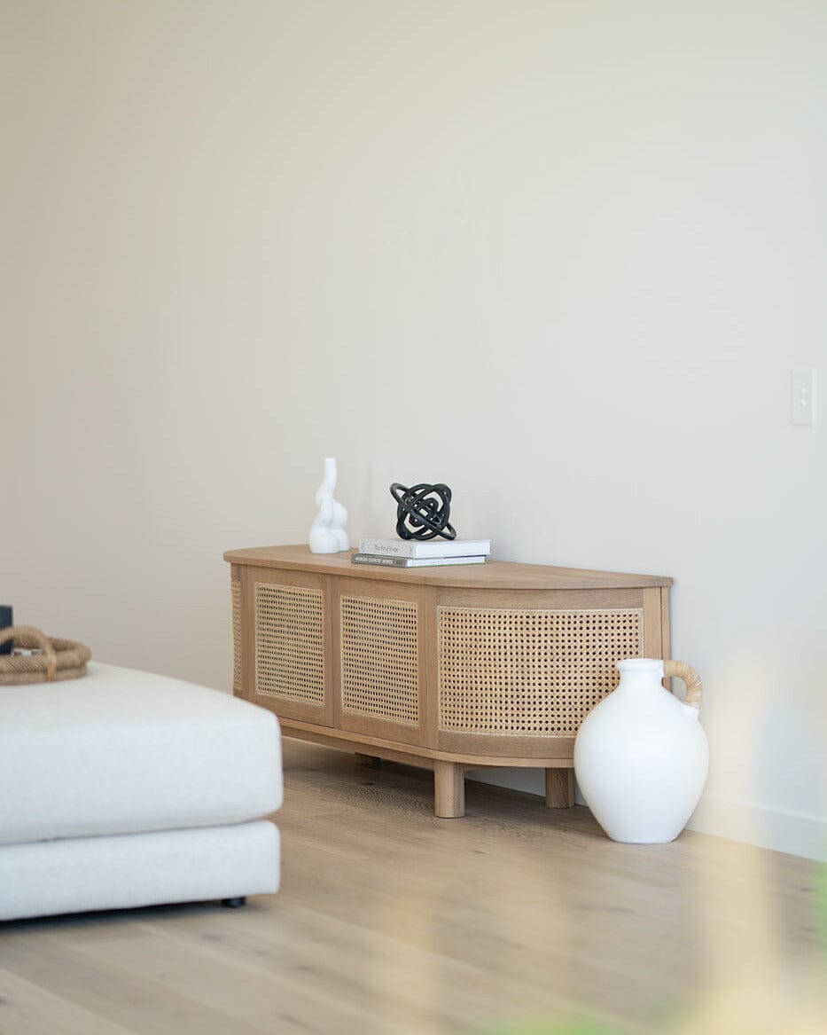 Hali American Oak Curved Edge Entertainment Unit - 200cm | 4 Door Sun Republic 