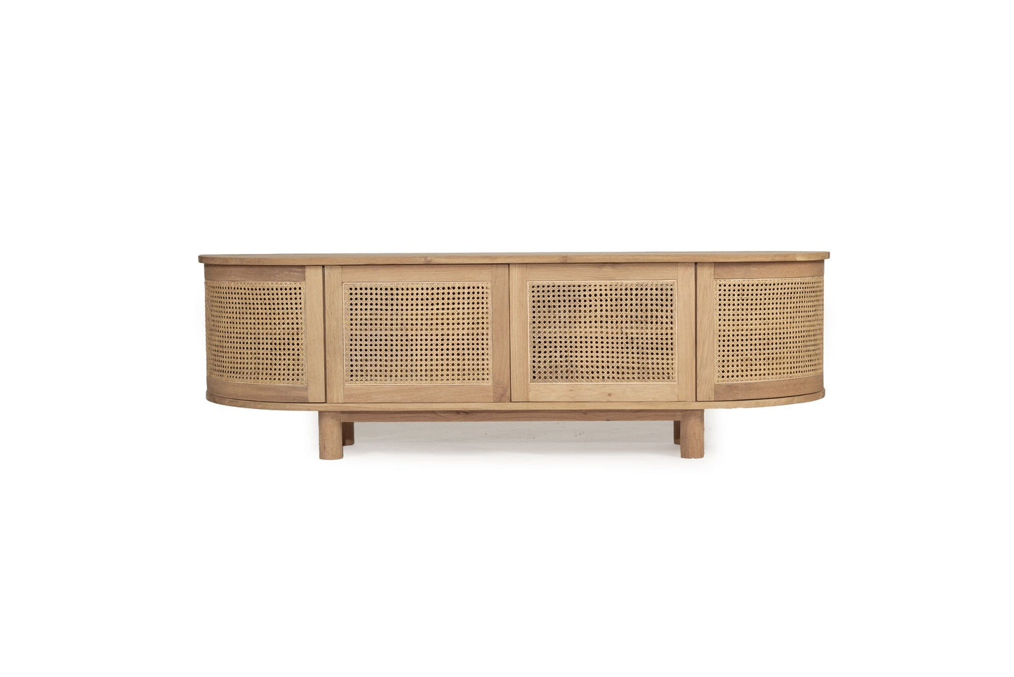 Hali American Oak Curved Edge Entertainment Unit - 200cm | 4 Door Sun Republic 