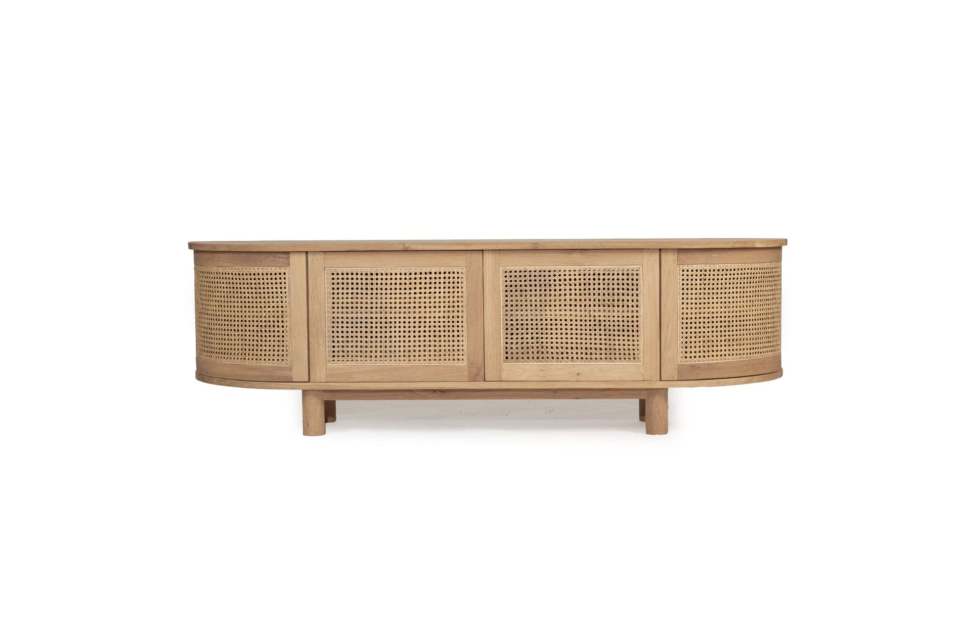 Hali American Oak Curved Edge Entertainment Unit - 200cm | 4 Door Sun Republic 
