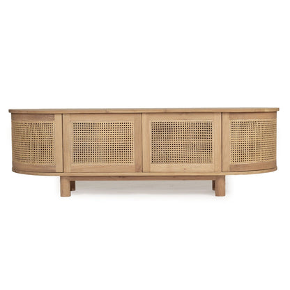 Hali American Oak Curved Edge Entertainment Unit - 200cm | 4 Door Sun Republic 