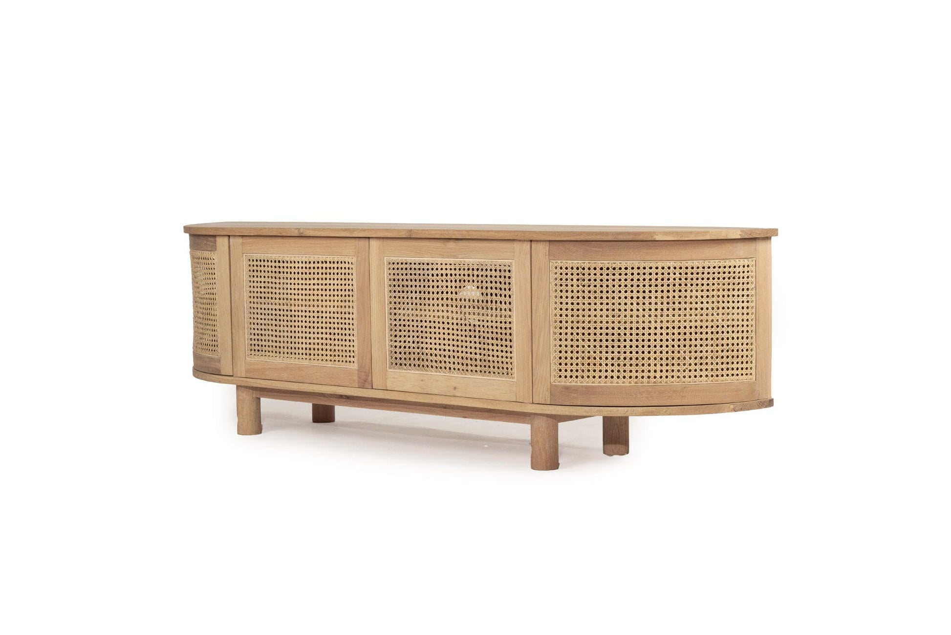 Hali American Oak Curved Edge Entertainment Unit - 200cm | 4 Door Sun Republic 