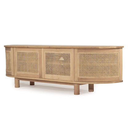 Hali American Oak Curved Edge Entertainment Unit - 200cm | 4 Door Sun Republic 