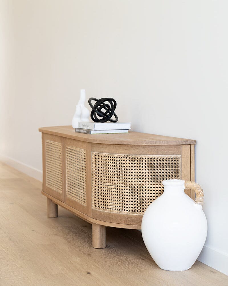 Hali American Oak Curved Edge Entertainment Unit - 200cm | 4 Door Sun Republic 