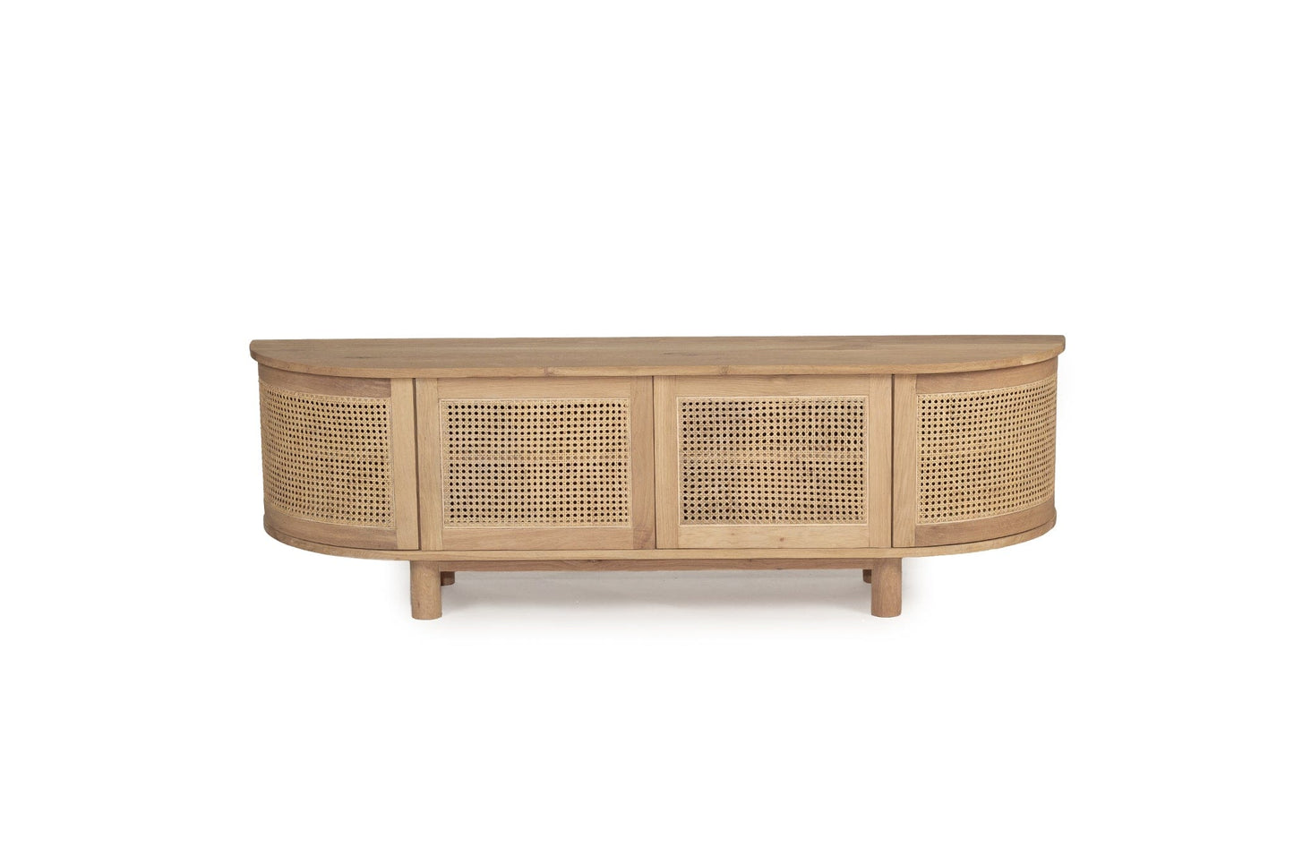 Hali American Oak Curved Edge Entertainment Unit - 200cm | 4 Door Sun Republic 