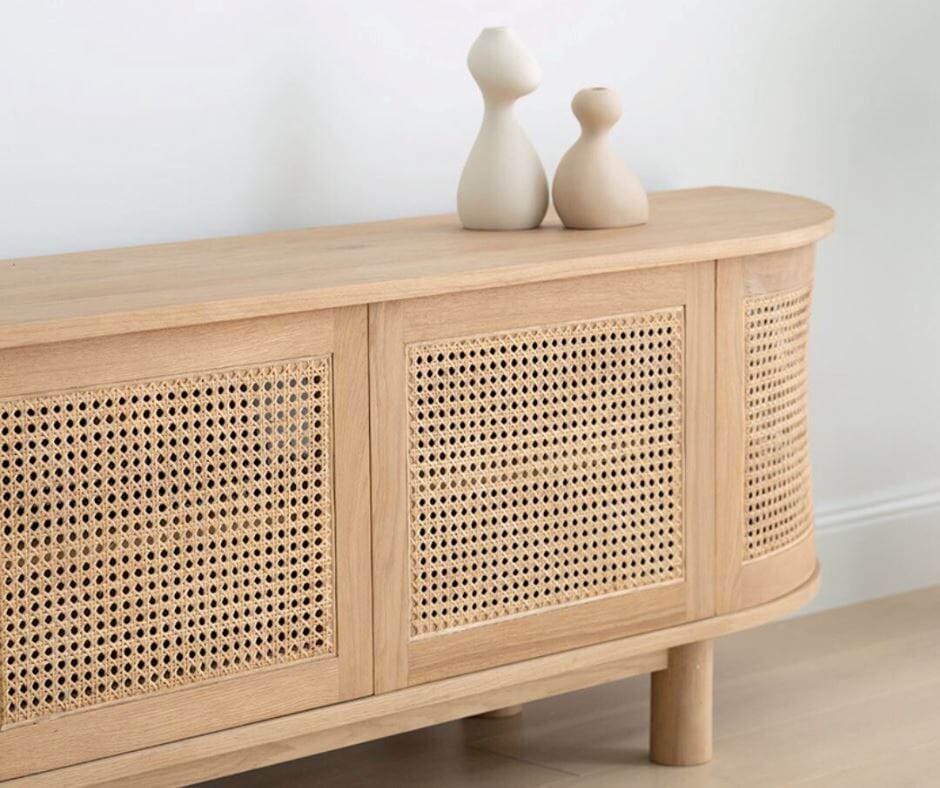 Hali American Oak Curved Edge Entertainment Unit - 300cm | 6 Door Sun Republic 