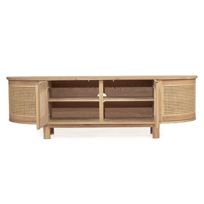 Hali American Oak Curved Edge Entertainment Unit - Four Door Sun Republic 