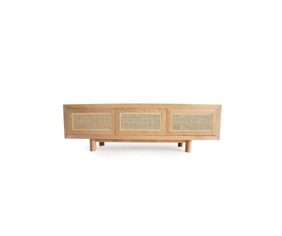 Hali American Oak TV Entertainment Unit - Three Door Sun Republic 