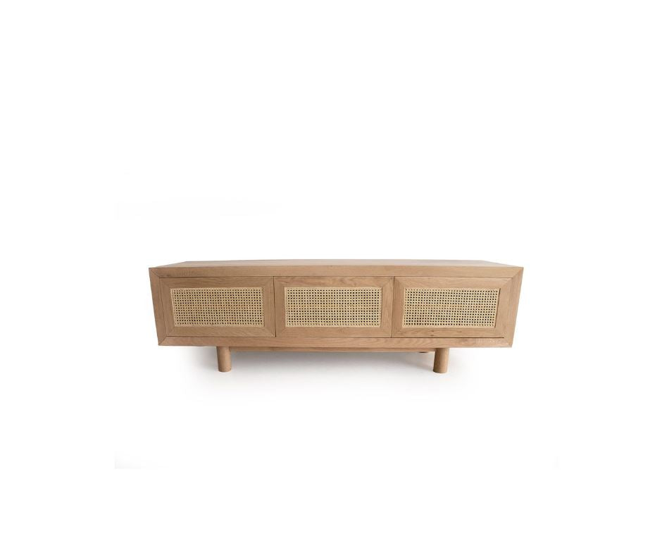 Hali American Oak TV Entertainment Unit - Three Door Sun Republic 