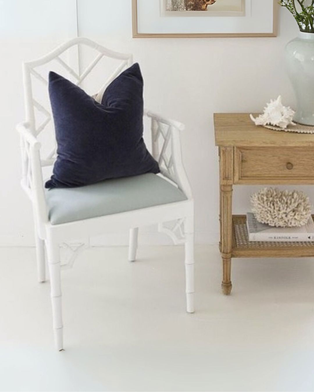 Hampton Dining Chair – White/Duck Egg Blue Abide 