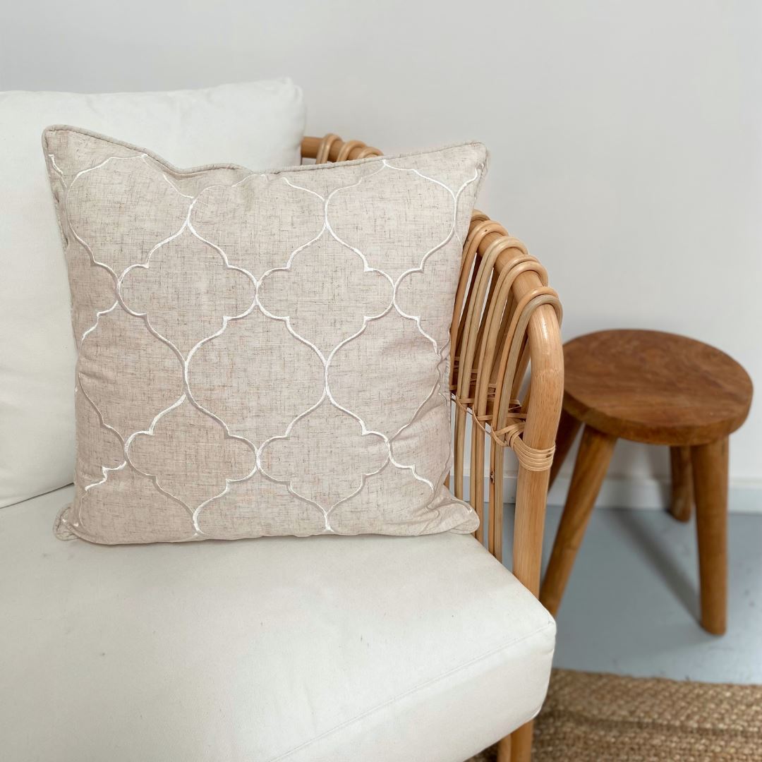 Hamptons Trellis Cushion – Natural & White Sun Republic 