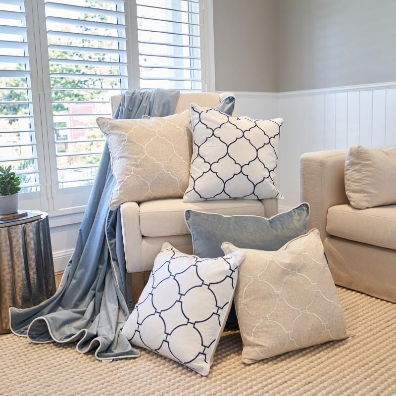 Hamptons Trellis Cushion – Navy & White or Natural & White Sun Republic 