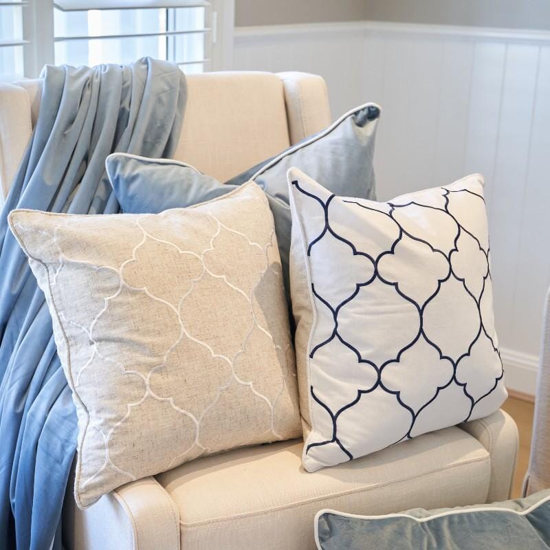 Hamptons Trellis Cushion – Navy & White or Natural & White Sun Republic 