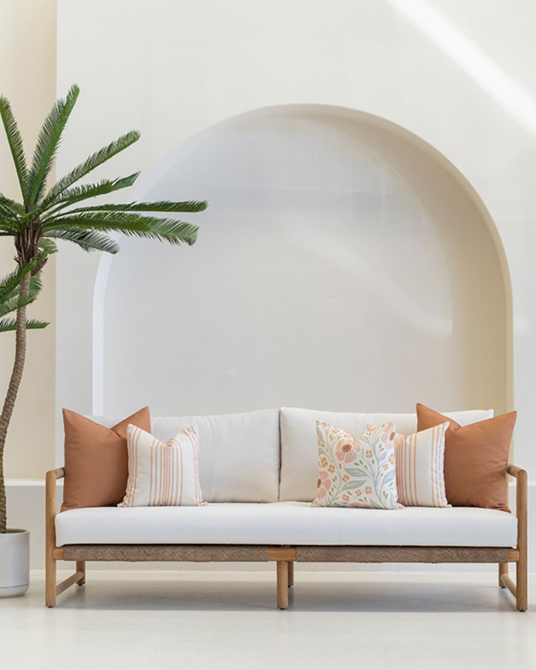 Haoa Three Seat Sofa – Teak & Sunbrella Upholstery Sun Republic 