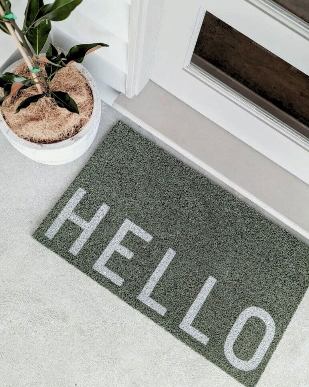 HELLO Door Mat - Sage Green Eucalyptus Door Mates 