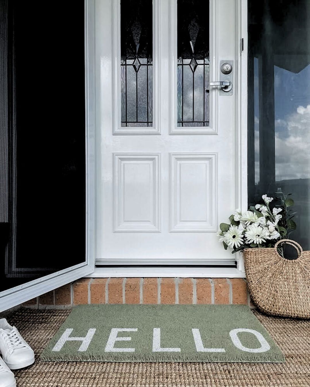 HELLO Door Mat - Sage Green Eucalyptus Door Mates 