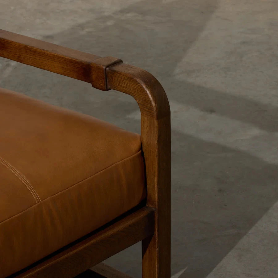 Hudson Leather Armchair - Tan Leather & Oak Frame Indigo Love 