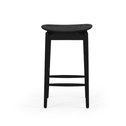 Jansen American Oak Counter Saddle Stool in black  