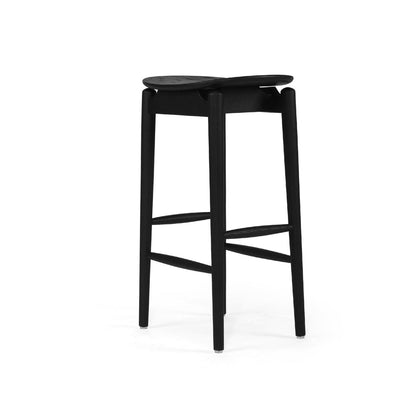 Jansen American Oak Counter Saddle Stool in black  