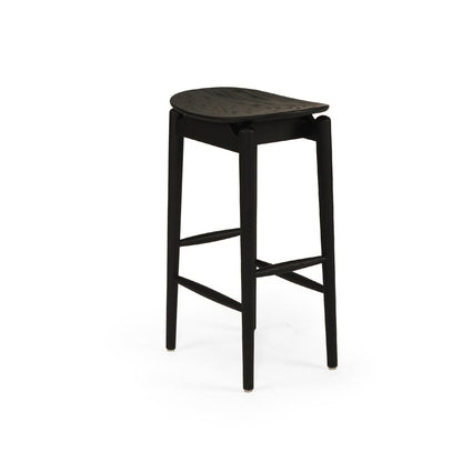 Jansen American Oak Counter Saddle Stool in black  