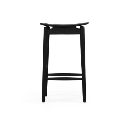 Jansen American Oak Counter Saddle Stool in black  