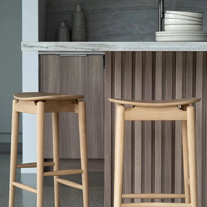 Jansen American Oak Counter Bar Saddle Stool  in Natural 