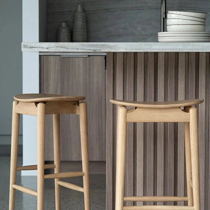 Jansen American Oak Counter Bar Saddle Stool  in Natural 