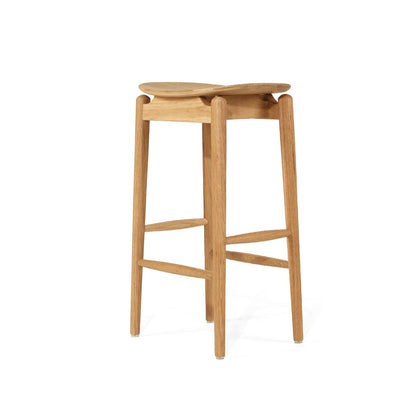 Jansen American Oak Counter Bar Saddle Stool  in Natural on a white background from Sun Republic 