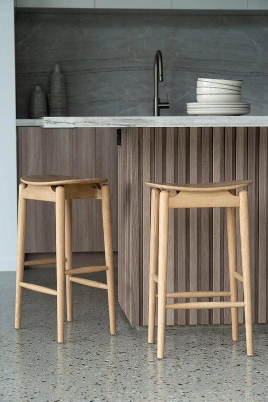 Jansen American Oak Counter Saddle Stool - Natural