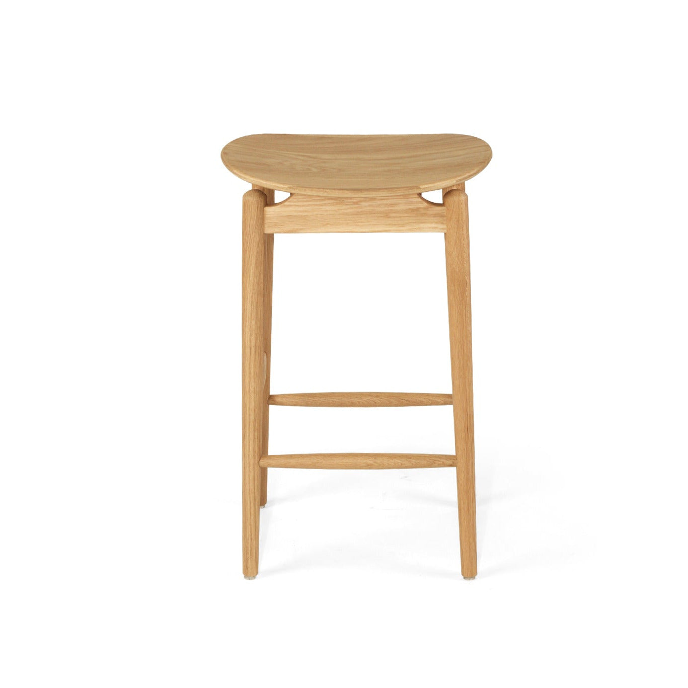Jansen American Oak Counter Bar Saddle Stool  in Natural on a white background from Sun Republic 