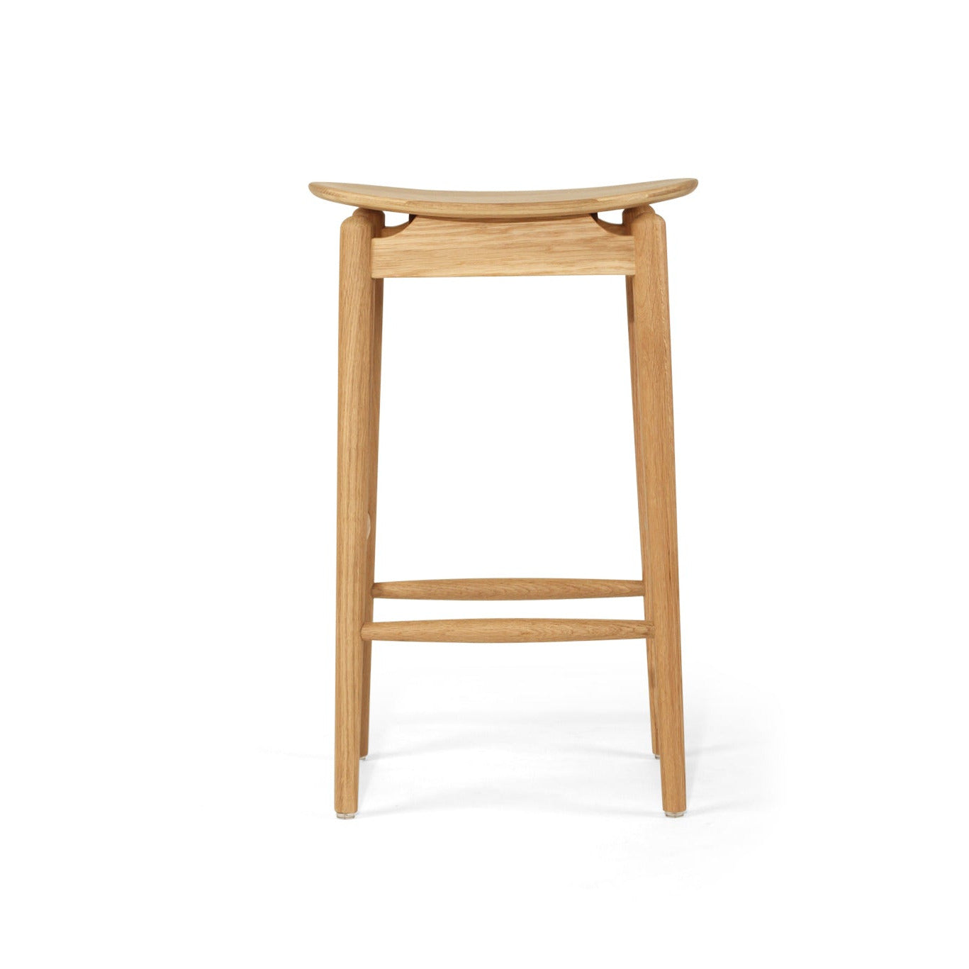 Jansen American Oak Counter Bar Saddle Stool  in Natural on a white background from Sun Republic 