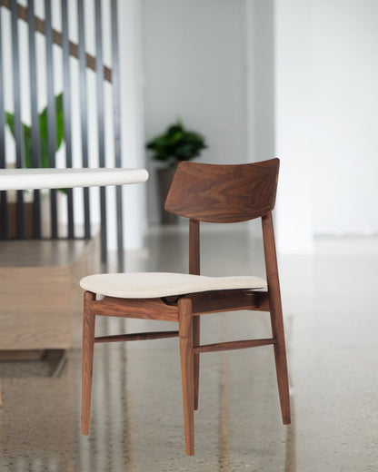 Jansen American Walnut Dining Chair with Linen Seat Sun Republic 