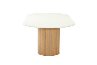 Jansen Oval White Micro Cement Table - Natural Oak Base Sun Republic 