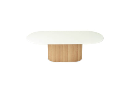Jansen Oval White Micro Cement Table - Natural Oak Base Sun Republic 