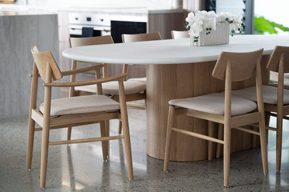 Jansen Oval White Micro Cement Table - Natural Oak Base Sun Republic 